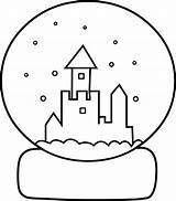 Globe Snow Coloring Line Clip Clipart Book Pages Template Kids Snowglobe Christmas Cute Winter Library Sweetclipart sketch template