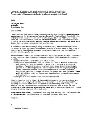 sample fmla exhausted letter  employee recommendation letter
