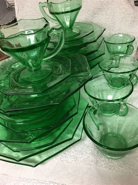 decadent vintage green crystal depression glass dish tea