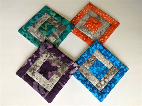 patchwork fabric drink coasters set   coasters meethink kitchen
