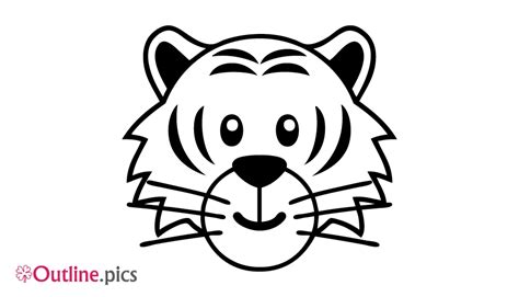 cartoon baby tiger outline drawing outlinepics posted  christopher