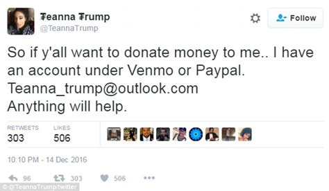 teanna trump is crowdfunding to raise 10k after being released from jail daily mail online