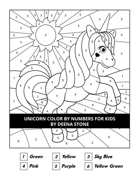 color  number unicorn coloring page  kids images   finder