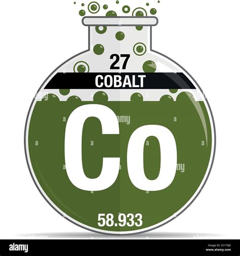 Símbolo De Cobalto En Matraz Redondo Químico Elemento Número 27 De La