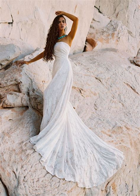 Strapless Ivory Lace Open Back Wedding Dress Allure