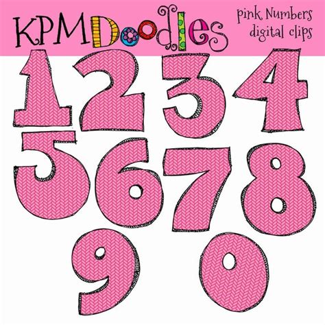 kpm pink numbers digital clip art