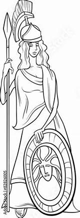 Athena Greek Greca Dea Bogini Grecka Kolorowanki Kolorowanka Spear Athenas Czarno Colorazione Ateny Izakowski Comp Ilustracja Mitologii sketch template