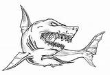 Shark Coloring Pages Megalodon Jaws Scary Drawing Sketch Great Sharks Whale Hammerhead Outline Fish Print Color Kids Hungry Tiger Drawings sketch template