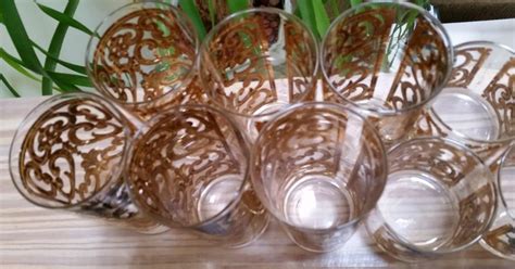 george briard spanish gold glasses mid century 6 highballs and 10