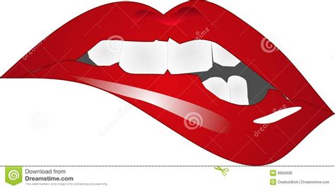 Biting Your Red Lips Illustration Stock Vector Image