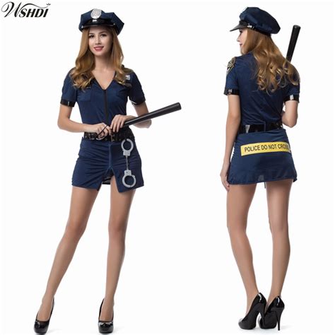 new blue women sexy police officer cosplay costume cops