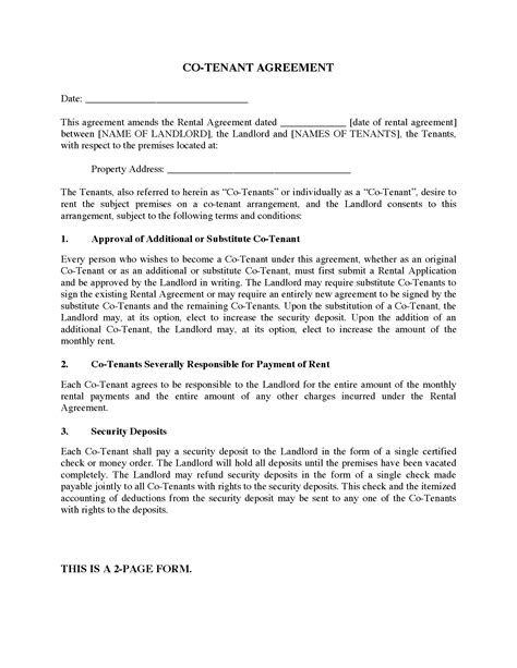 tenancy agreement legal forms  business templates megadoxcom
