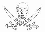 Pirate Skull Flag Coloring Crossbones Pages Flags Clipart Jolly Roger Outine Library sketch template