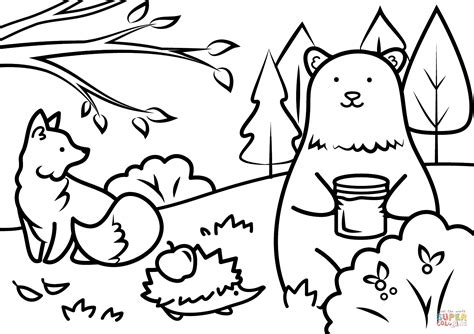 autumn animals coloring page  printable coloring pages