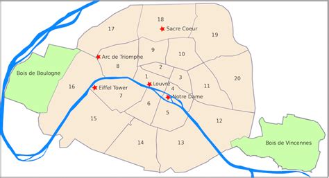 paris arrondissements districts map  attractions paris discovery guide