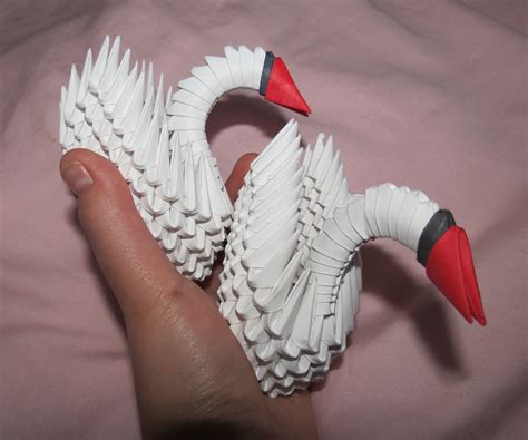 modular origami mini winged swan  pieces  steps