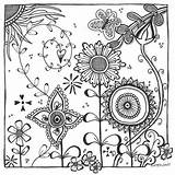 Flowers Zentangle Coloring Flower Drawings Pages Doodle Doodles Patterns Flickr Garden Zen Tangle Floral Muster Zentangles Photostream Ruth Davis Symbols sketch template