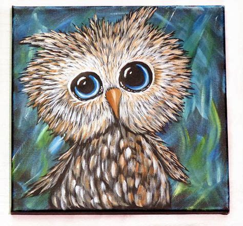 cute owl wall art original acrylic painting  canvas acrylic
