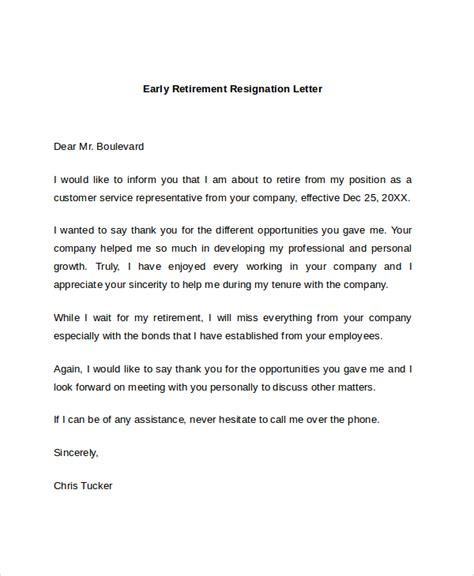 retirement letter  resignation