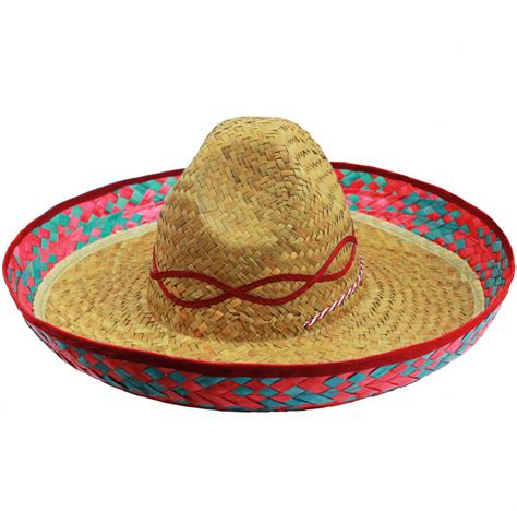 Mexican Sombrero Straw Hat With Red Design Cazaar