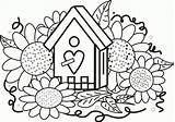 Coloring Birdhouse Pages Bird Flower Sunflower Clipart Printable Kids Sheets Flowers Clip Kid Sunflowers Popular Cartoon Comments Coloringhome sketch template