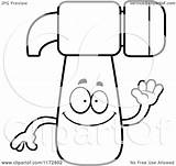 Waving Hammer Mascot Clipart Cartoon Outlined Coloring Vector Cory Thoman Royalty sketch template