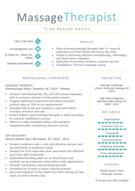 massage therapist resume sample and writing tips resume