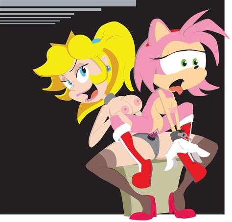rule 34 amy rose anthro blonde hair blue eyes bondage breasts chains crossover cum dildo