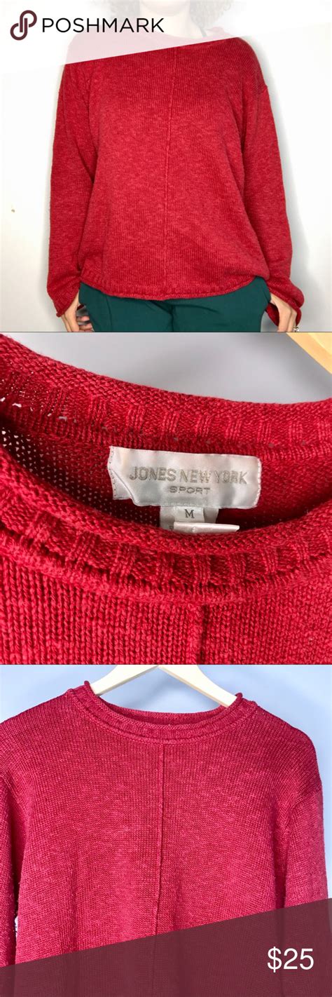 ☕️{jones Ny Sport} Linen Blend Red Knit Sweater Super Cozy