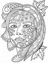 Coloring Pages Adults Adult Beautiful Women Faces Mandala Printable Colouring Sheets Books Fairy App Creative Fantasy Zentangles Hair sketch template