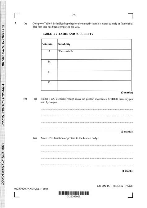 csec biology paper  answers papers exam