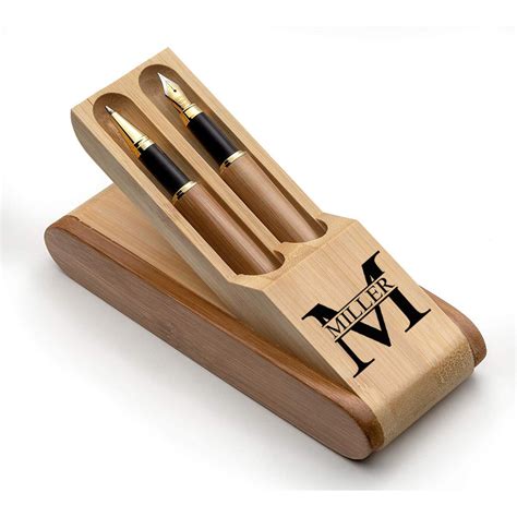personalized bamboo fountain ballpoint  gift set miller
