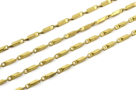 bar chain link chain   raw brass bar chain xmm  etsy