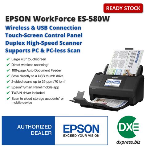 Epson Workforce Es 580w Wireless High Speed Duplex Document Scanner Es