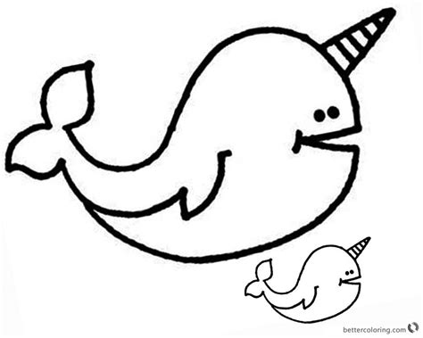 cartoon narwhal coloring pages big  small  printable coloring