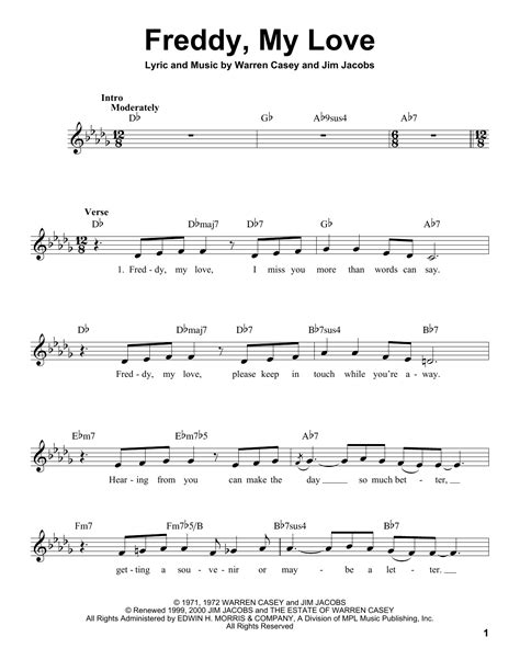 jim jacobs freddy my love sheet music pdf notes chords standards