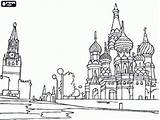 Coloring Pages Moscow Square Red Printable Kremlin Basil Cathedral St Buildings Choose Board Sheets Drawings Monuments Books sketch template