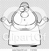 Careless Muslim Clueless Chubby Shrugging Woman Outlined Coloring Clipart Vector Cartoon Cory Thoman sketch template