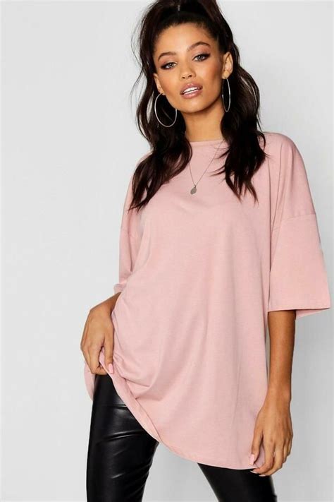ladies womens basic stretchy jersey casual plain oversized baggy
