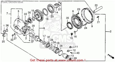 honda gli goldwing interstate   usa california final driven gear schematic partsfiche
