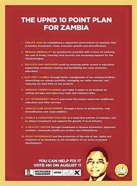 upnd  point plan  zambia zambia  zambias leading  news website