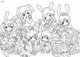 Coloring Pages Anime Easter Bunny Folk Colouring Mexican Bunnies Drawing sketch template