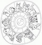 Zodiac Chinese Coloring Pages Printable Color Animals Popular Getcolorings sketch template