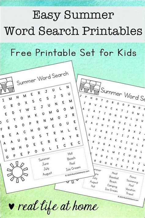 easy summer word search printables  kids