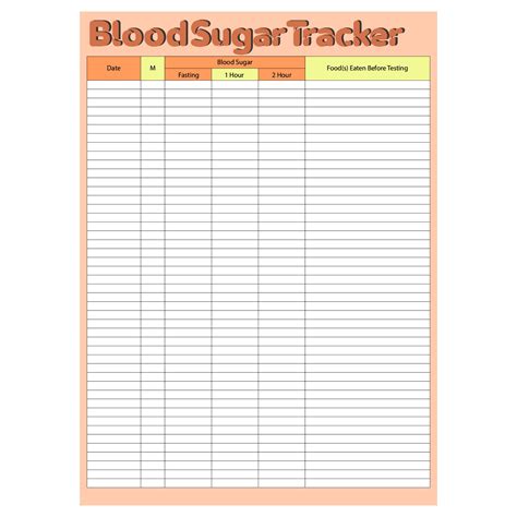 printable blood sugar log printable templates