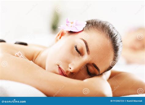 Two Beautiful Women Getting Massage In Spa Stock Image Image Of
