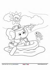 Elephant Boating Kidzezone sketch template