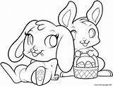 Easter Coloring Rabbits Cute Pages Printable Print Color Book sketch template