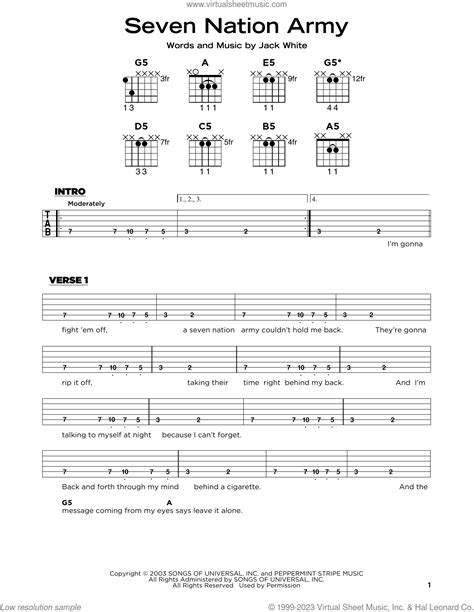 Seven Nation Army Sheet Music For Guitar Solo Pdf