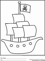 Ship Pirate Coloring Template Drawing Simple sketch template